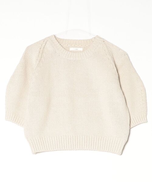 anuke（アンヌーク）の「Halfsleeve Raglan Knit 62620506（ニット/セーター・レディース・オフホワイト/ブラウン・FREE）」の2枚目の写真