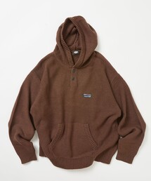 限定展開 リラックスフィット ワンポイントロゴ プルオーバー ニット パーカー