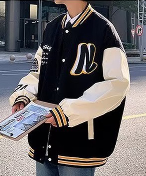 KELVIN(ケルヴァン)の「College Logo Stadium Jacket カレッジロゴスタジアムジャケット(スタジャン・メンズ・グリーン/ブラック・MEDIUM/LARGE)」の1枚目の写真