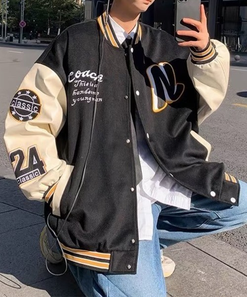 KELVIN(ケルヴァン)の「College Logo Stadium Jacket カレッジロゴスタジアムジャケット(スタジャン・メンズ・グリーン/ブラック・MEDIUM/LARGE)」の6枚目の写真