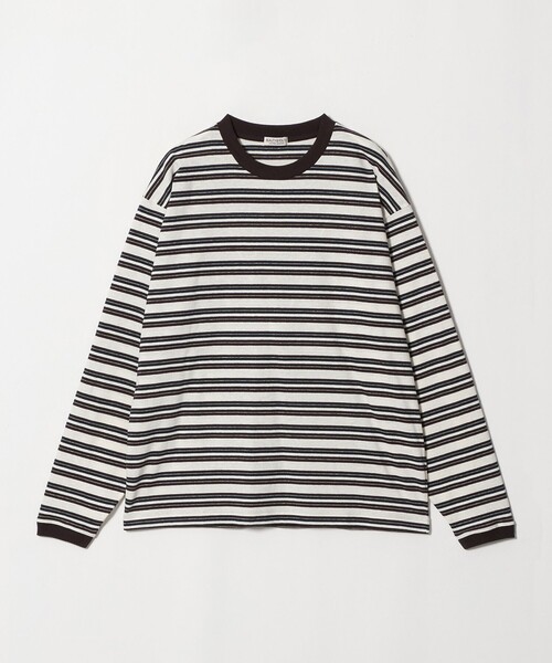 BEAUTY&YOUTH UNITED ARROWS(ビューティーアンドユースユナイテッドアローズ)の「ラフィー マルチ ボーダー クルーネック カットソー(Tシャツ/カットソー・メンズ・ダークブラウン/ネイビー/オフホワイト・L/XL/M/S)」の1枚目の写真