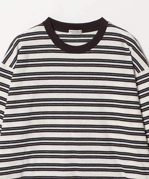 BEAUTY&YOUTH UNITED ARROWS(ビューティーアンドユースユナイテッドアローズ)の「ラフィー マルチ ボーダー クルーネック カットソー(Tシャツ/カットソー・メンズ・ダークブラウン/ネイビー/オフホワイト・L/XL/M/S)」の8枚目の写真