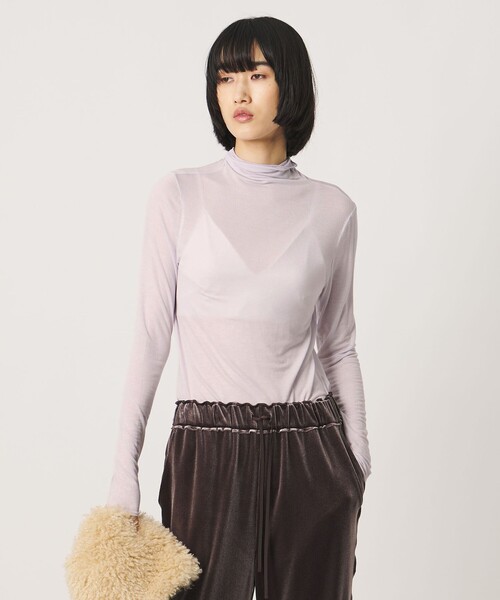 AEWEN MATOPH(イウエン マトフ)の「<AEWEN MATOPH>シアー ハイネック カットソー(Tシャツ/カットソー・レディース・ブラック/オフホワイト/ライラック・FREE)」の3枚目の写真