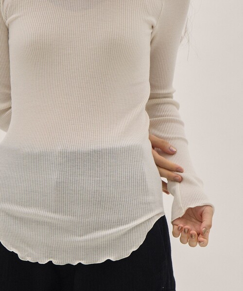 HAKUJI（ハクジ）の「[HAKUJI/ハクジ]Wool rib LS PO/ウールリブ ロングスリーブプルオーバー/長袖/カットソー（Tシャツ/カットソー・レディース・ブラック/アイボリー・FREE）」の7枚目の写真