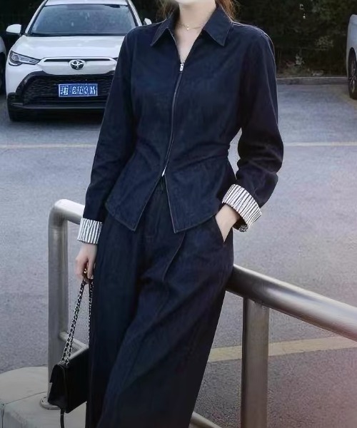 FAVORITO（ファヴォリート）の「デニムトップスパンツセットアップ（セットアップ・レディース・ダークブルー・S/M/L/XL）」の2枚目の写真