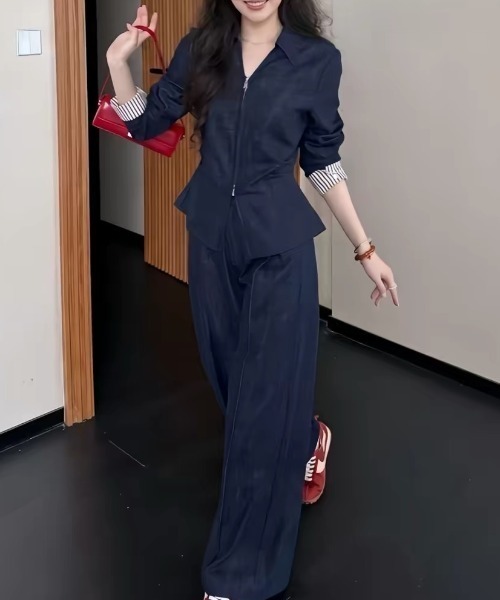 FAVORITO（ファヴォリート）の「デニムトップスパンツセットアップ（セットアップ・レディース・ダークブルー・S/M/L/XL）」の4枚目の写真