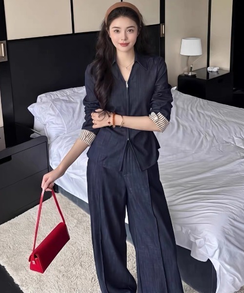 FAVORITO（ファヴォリート）の「デニムトップスパンツセットアップ（セットアップ・レディース・ダークブルー・S/M/L/XL）」の10枚目の写真