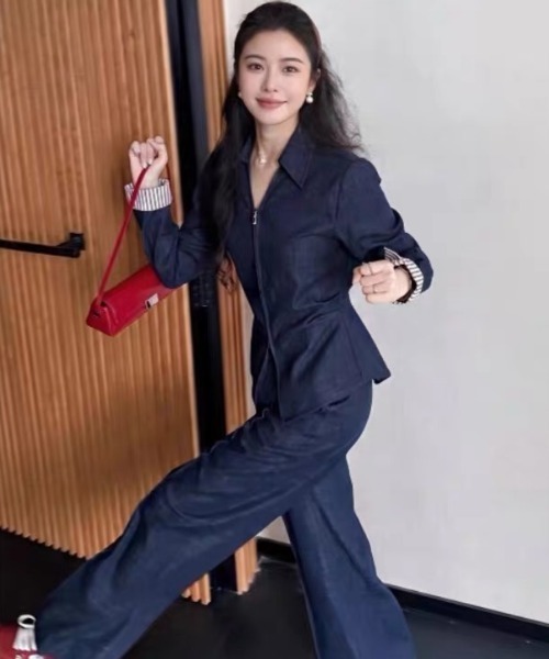 FAVORITO（ファヴォリート）の「デニムトップスパンツセットアップ（セットアップ・レディース・ダークブルー・S/M/L/XL）」の11枚目の写真