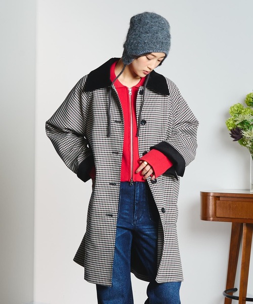 CREOLME(クレオルム)の「(CREOLME)CHECK SINGLE COAT(ステンカラーコート・レディース・ブラック/オレンジ・S/M)」の19枚目の写真