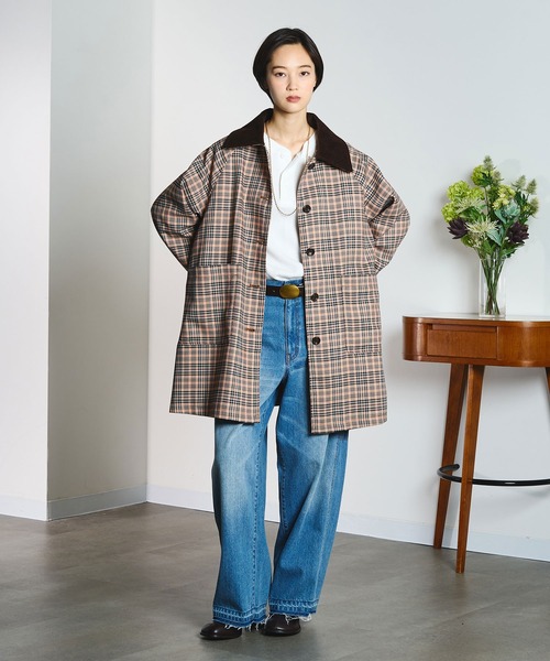 CREOLME(クレオルム)の「(CREOLME)CHECK SINGLE COAT(ステンカラーコート・レディース・ブラック/オレンジ・S/M)」の10枚目の写真