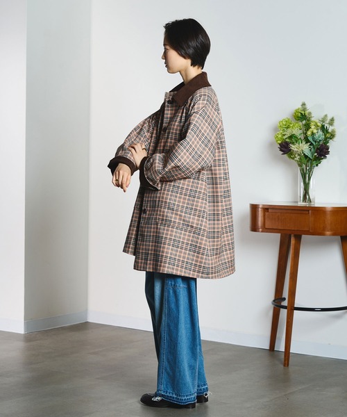 CREOLME(クレオルム)の「(CREOLME)CHECK SINGLE COAT(ステンカラーコート・レディース・ブラック/オレンジ・S/M)」の11枚目の写真
