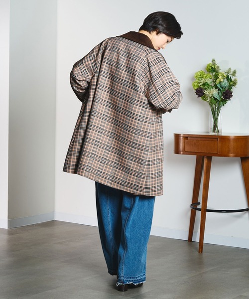 CREOLME(クレオルム)の「(CREOLME)CHECK SINGLE COAT(ステンカラーコート・レディース・ブラック/オレンジ・S/M)」の12枚目の写真