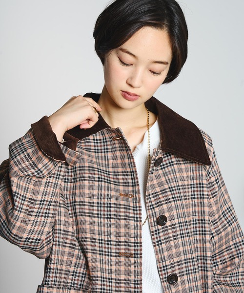 CREOLME(クレオルム)の「(CREOLME)CHECK SINGLE COAT(ステンカラーコート・レディース・ブラック/オレンジ・S/M)」の13枚目の写真