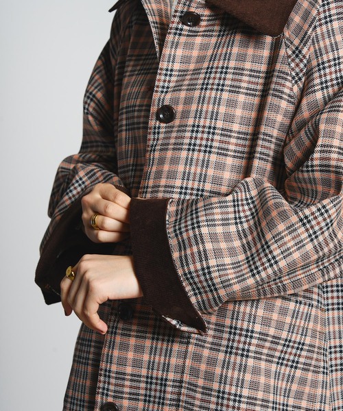CREOLME(クレオルム)の「(CREOLME)CHECK SINGLE COAT(ステンカラーコート・レディース・ブラック/オレンジ・S/M)」の15枚目の写真