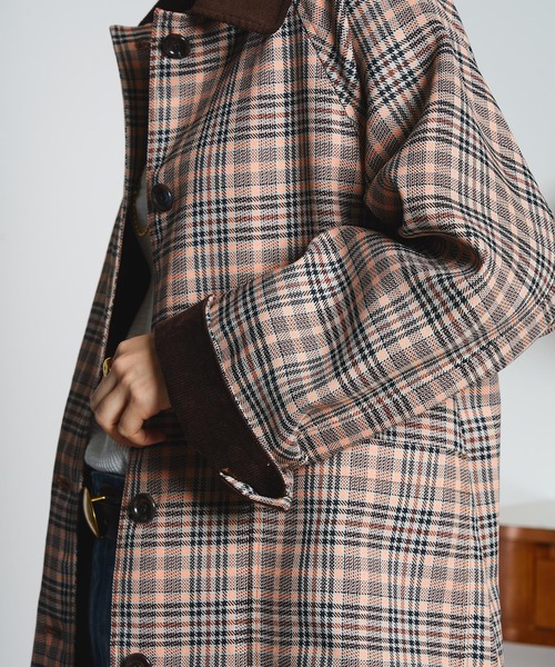CREOLME(クレオルム)の「(CREOLME)CHECK SINGLE COAT(ステンカラーコート・レディース・ブラック/オレンジ・S/M)」の16枚目の写真