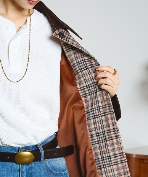 CREOLME(クレオルム)の「(CREOLME)CHECK SINGLE COAT(ステンカラーコート・レディース・ブラック/オレンジ・S/M)」の18枚目の写真