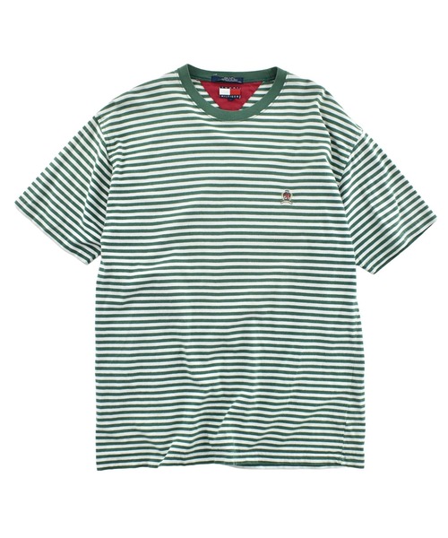 TOMMY HILFIGER(トミーヒルフィガー)の「【USED】90's TOMMY HILFIGER ボーダー Tシャツ(Tシャツ/カットソー・メンズ・グリーン・LARGE)」の1枚目の写真