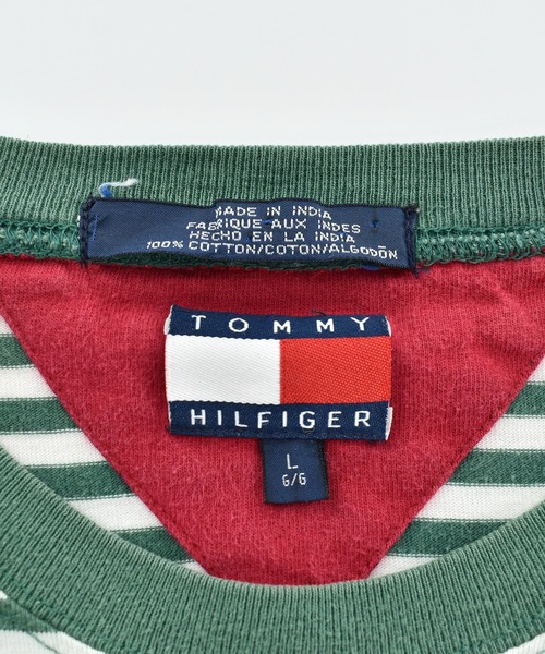 TOMMY HILFIGER(トミーヒルフィガー)の「【USED】90's TOMMY HILFIGER ボーダー Tシャツ(Tシャツ/カットソー・メンズ・グリーン・LARGE)」の3枚目の写真