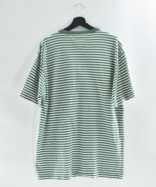 TOMMY HILFIGER(トミーヒルフィガー)の「【USED】90's TOMMY HILFIGER ボーダー Tシャツ(Tシャツ/カットソー・メンズ・グリーン・LARGE)」の4枚目の写真