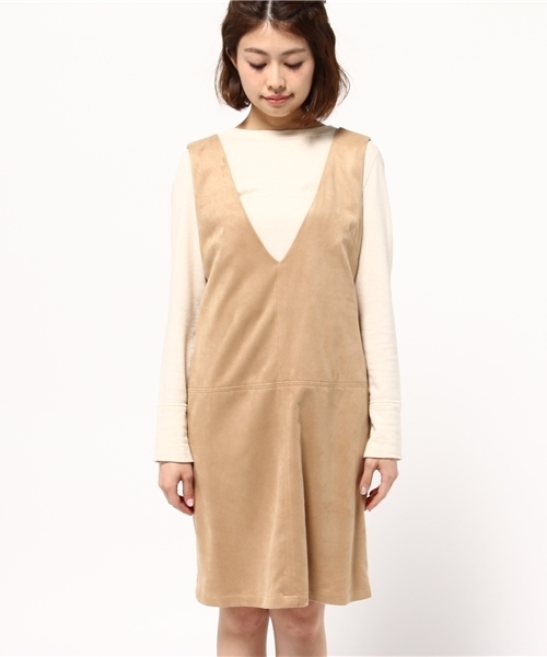 ROPE' PICNIC(ロペピクニック)の「フェイクスェードワンピース(ワンピース・レディース・ピンク/グレー/ベージュ・38)」の4枚目の写真