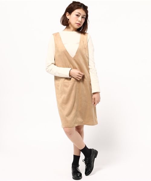 ROPE' PICNIC(ロペピクニック)の「フェイクスェードワンピース(ワンピース・レディース・ピンク/グレー/ベージュ・38)」の8枚目の写真