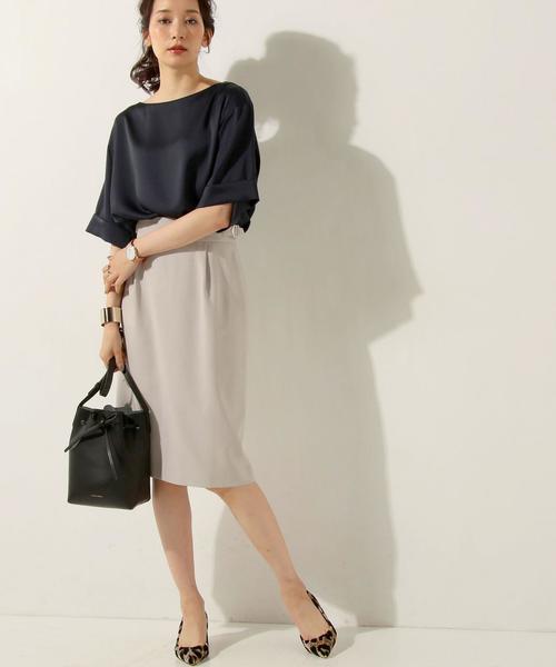 UNITED ARROWS（ユナイテッドアローズ）の「UBCE ハイウエスト サイドバックル タック スカート（スカート・レディース・ライトピンク/ダークグリーン/ネイビー・36/40/38）」の10枚目の写真