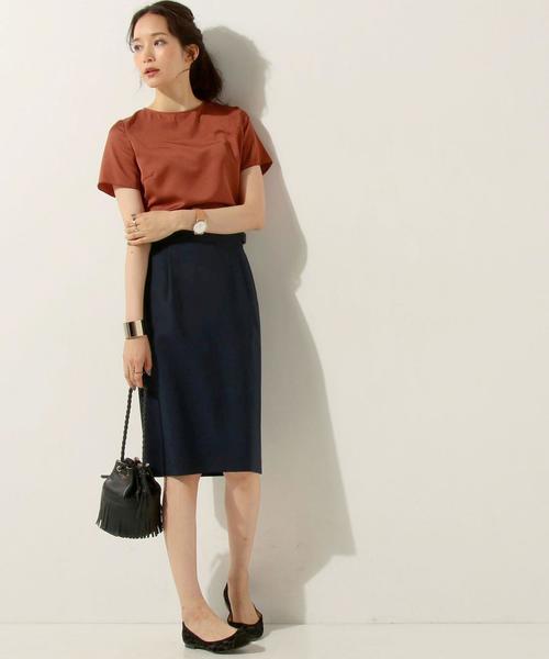 UNITED ARROWS（ユナイテッドアローズ）の「UBCE ハイウエスト サイドバックル タック スカート（スカート・レディース・ライトピンク/ダークグリーン/ネイビー・36/40/38）」の13枚目の写真