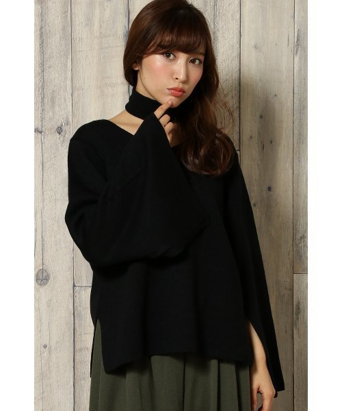 VENCEEXCHANGE（ヴァンスエクスチェンジ）の「チョーカー付き袖スリットプルオーバー     （Tシャツ/カットソー・レディース・ライトブラウン/ピンク/ブラック/オリーブ・MEDIUM）」の2枚目の写真