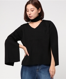 VENCEEXCHANGE | チョーカー付き袖スリットプルオーバー     (Tシャツ/カットソー)
