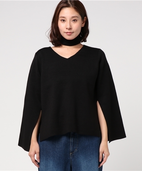 VENCEEXCHANGE（ヴァンスエクスチェンジ）の「チョーカー付き袖スリットプルオーバー     （Tシャツ/カットソー・レディース・ライトブラウン/ピンク/ブラック/オリーブ・MEDIUM）」の5枚目の写真