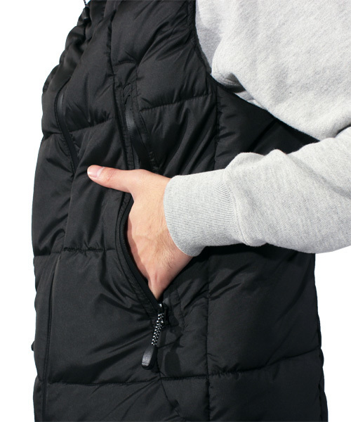 ８(eight)（エイト）の「フード付き 中綿 ダウンベスト（ダウンベスト・メンズ・ブラック/カーキ/ネイビー・X-LARGE/MEDIUM/LARGE）」の10枚目の写真