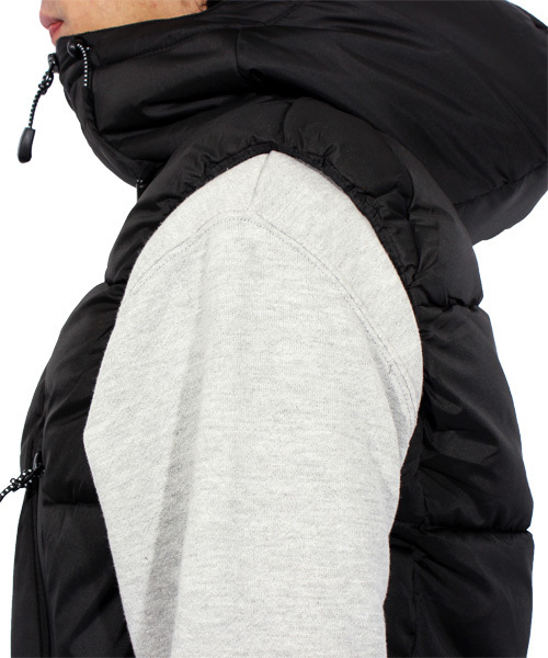 ８(eight)（エイト）の「フード付き 中綿 ダウンベスト（ダウンベスト・メンズ・ブラック/カーキ/ネイビー・X-LARGE/MEDIUM/LARGE）」の14枚目の写真