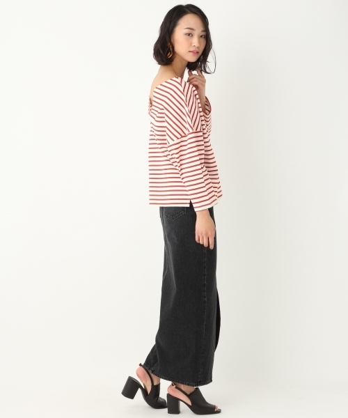 A part by（アパートバイ）の「Cボーダーウシロカシュクール8S 751909 （Tシャツ/カットソー・レディース・イエロー/ネイビー/レッド・FREE）」の13枚目の写真