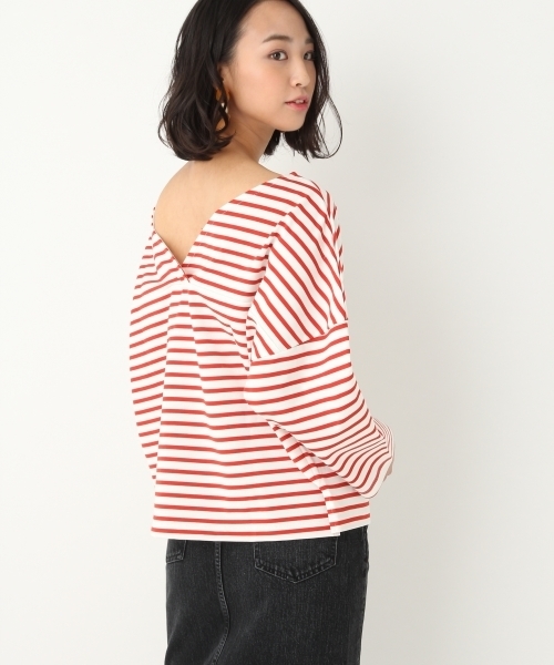 A part by（アパートバイ）の「Cボーダーウシロカシュクール8S 751909 （Tシャツ/カットソー・レディース・イエロー/ネイビー/レッド・FREE）」の14枚目の写真