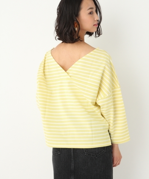 A part by（アパートバイ）の「Cボーダーウシロカシュクール8S 751909 （Tシャツ/カットソー・レディース・イエロー/ネイビー/レッド・FREE）」の15枚目の写真