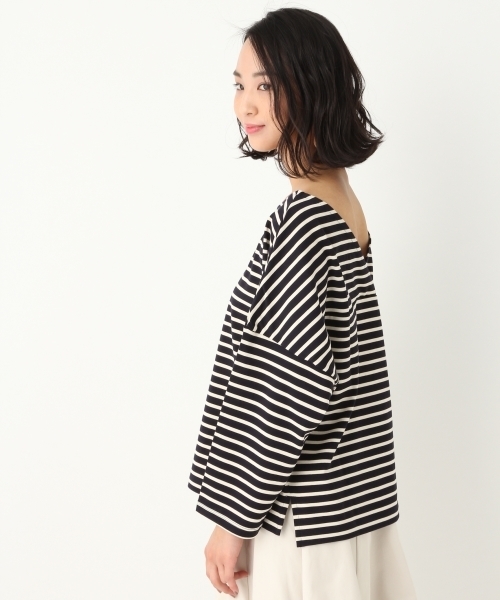 A part by（アパートバイ）の「Cボーダーウシロカシュクール8S 751909 （Tシャツ/カットソー・レディース・イエロー/ネイビー/レッド・FREE）」の16枚目の写真