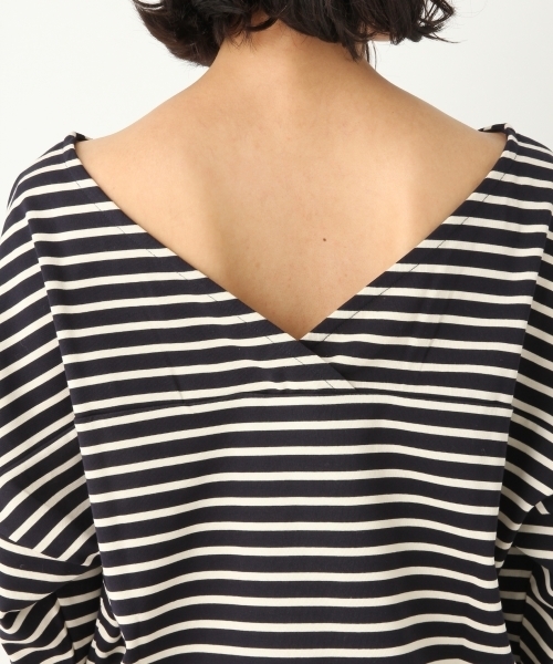 A part by（アパートバイ）の「Cボーダーウシロカシュクール8S 751909 （Tシャツ/カットソー・レディース・イエロー/ネイビー/レッド・FREE）」の12枚目の写真