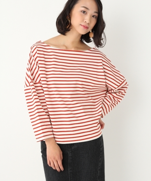 A part by（アパートバイ）の「Cボーダーウシロカシュクール8S 751909 （Tシャツ/カットソー・レディース・イエロー/ネイビー/レッド・FREE）」の20枚目の写真