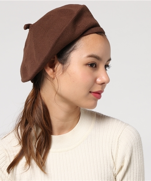 MERLOT（メルロー）の「ルーズニットベレー帽　6923（ハンチング/ベレー帽・レディース・ブラウン/グリーン/ピンク/ブルー/ベージュ/ネイビー/マスタード/オレンジ/ブラック・FREE）」の19枚目の写真