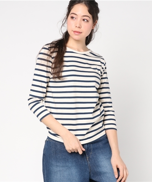 Le Minor（ルミノア）の「LE MINOR LM20G 704 バック Vネックプルオーバー◆（Tシャツ/カットソー・レディース・ダークブルー/ホワイト系その他・FREE）」の9枚目の写真