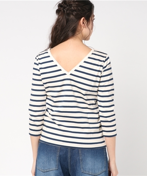 Le Minor（ルミノア）の「LE MINOR LM20G 704 バック Vネックプルオーバー◆（Tシャツ/カットソー・レディース・ダークブルー/ホワイト系その他・FREE）」の15枚目の写真