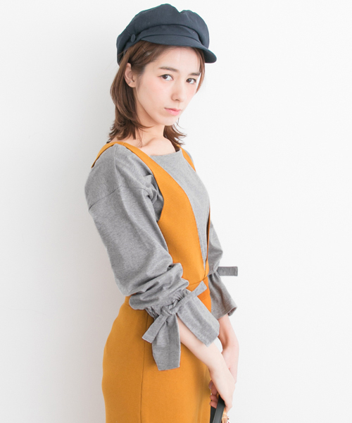 URBAN RESEARCH(アーバンリサーチ)の「袖リボンカットソー(Tシャツ/カットソー・レディース・グレー/ホワイト×ブラック/サックスブルー・FREE)」の3枚目の写真