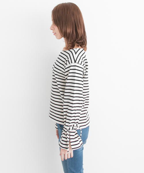 URBAN RESEARCH(アーバンリサーチ)の「袖リボンカットソー(Tシャツ/カットソー・レディース・グレー/ホワイト×ブラック/サックスブルー・FREE)」の8枚目の写真