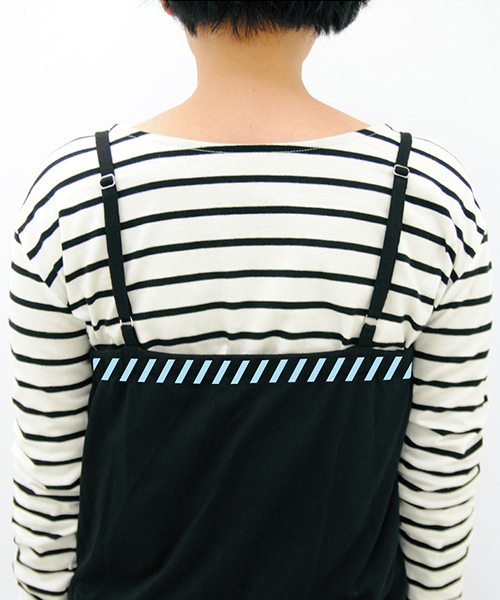 Live in comfort（リブインコンフォート）の「リブ　イン　コンフォート　すぐにコーデがキマって着脱快適　オールインワンとボーダートップスコーデセット＜ブラック＞（つなぎ/オールインワン・レディース・ブラック・MEDIUM/SMALL/LARGE/XX-LARGE/X-LARGE）」の4枚目の写真