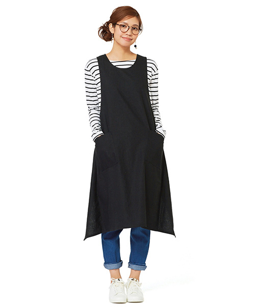 Live in comfort（リブインコンフォート）の「リブ　イン　コンフォート　すぐにコーデがキマって着脱快適　オールインワンとボーダートップスコーデセット＜ブラック＞（つなぎ/オールインワン・レディース・ブラック・MEDIUM/SMALL/LARGE/XX-LARGE/X-LARGE）」の6枚目の写真