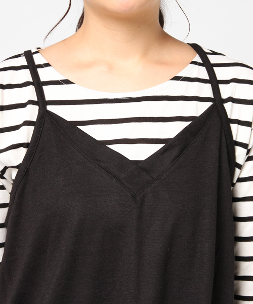 Live in comfort（リブインコンフォート）の「リブ　イン　コンフォート　すぐにコーデがキマって着脱快適　オールインワンとボーダートップスコーデセット＜ブラック＞（つなぎ/オールインワン・レディース・ブラック・MEDIUM/SMALL/LARGE/XX-LARGE/X-LARGE）」の13枚目の写真