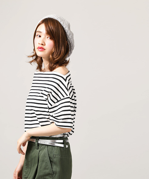 WEGO(ウィゴー)の「DISPARK/オフショルボーダーカットソー(Tシャツ/カットソー・レディース・ネイビー/レッド/ブラック・FREE)」の15枚目の写真