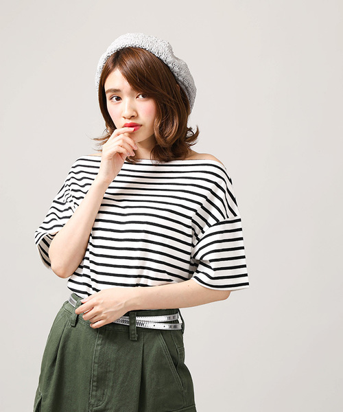 WEGO(ウィゴー)の「DISPARK/オフショルボーダーカットソー(Tシャツ/カットソー・レディース・ネイビー/レッド/ブラック・FREE)」の16枚目の写真