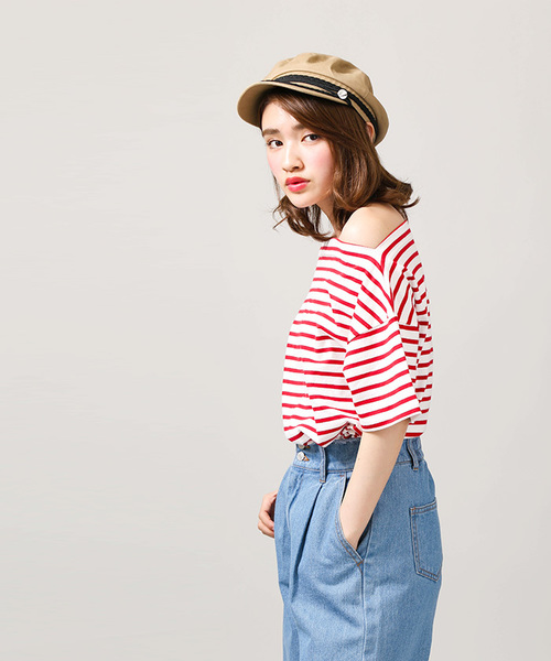 WEGO(ウィゴー)の「DISPARK/オフショルボーダーカットソー(Tシャツ/カットソー・レディース・ネイビー/レッド/ブラック・FREE)」の19枚目の写真