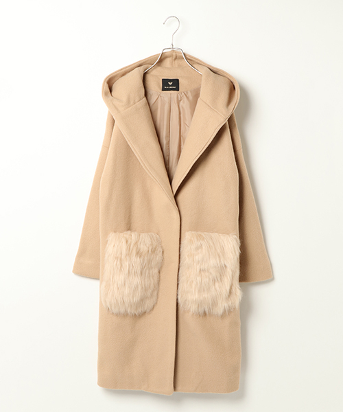 VENCEEXCHANGE（ヴァンスエクスチェンジ）の「ファーポケフーテッドコート（その他アウター・レディース・グレー/ブラック/ピンク系その他/キャメル・MEDIUM）」の4枚目の写真